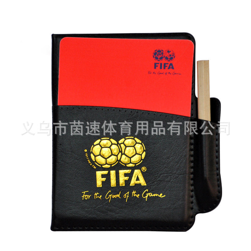 Wholesale football red and yellow cards, pencil with holster, referee red and yellow cards, record book red and yellow cards referee tools