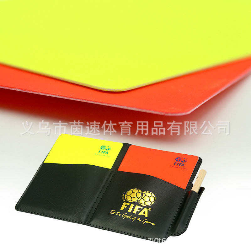 Wholesale football red and yellow cards, pencil with holster, referee red and yellow cards, record book red and yellow cards referee tools
