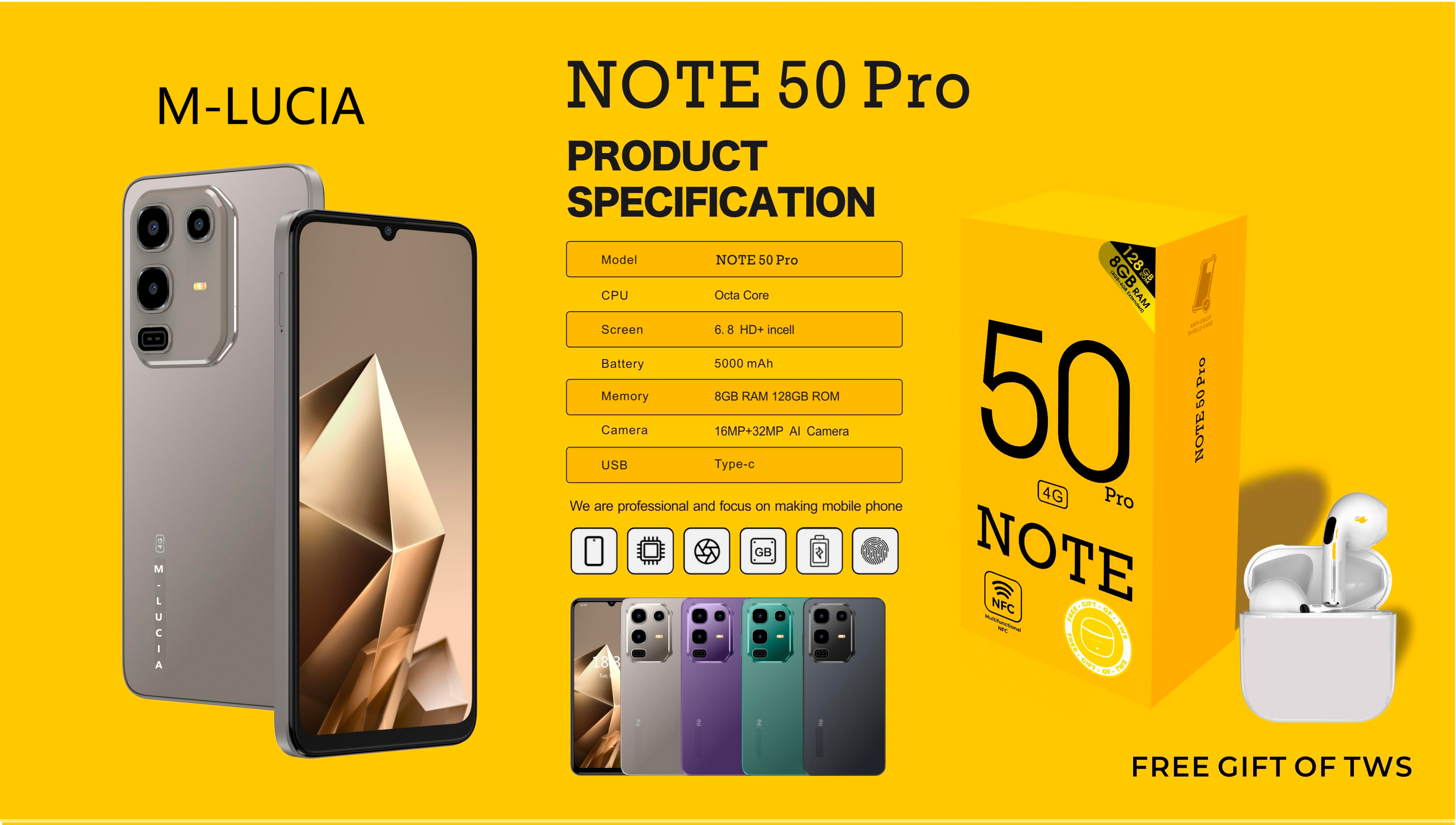 M-LUCIA  NOTE50Pro（Includes Bluetooth headset）