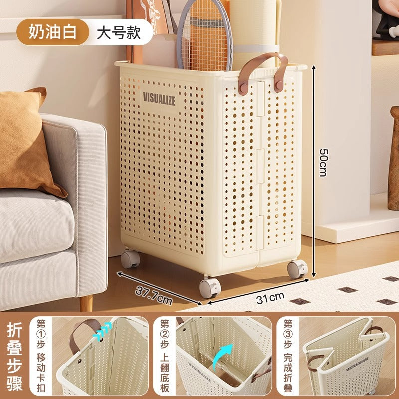 Yoga mat storage basket with wheels Home sports tools Organizing artifact Badminton storage Fitness equipment rack