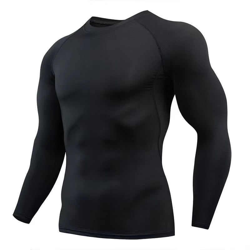 Cross-border men's quick-drying fitness clothes, long-sleeved outdoor running sports suits, tights, training bottoms, sportswear