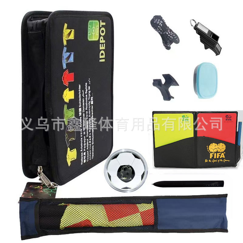 Football referee tool bag Football coach equipment Red and yellow card edge picker Barometer record book tool set