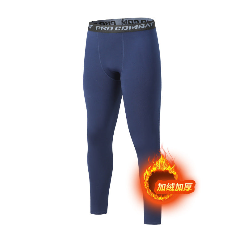 Warm men's suit tight-fitting velvet warm long johns outdoor running sports quick-drying fitness clothes autumn and winter
