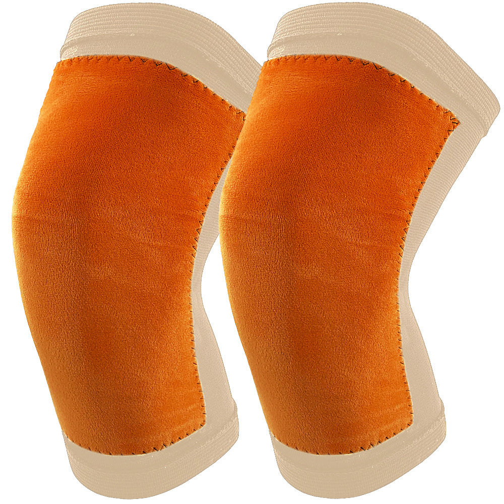 Knitted nylon warm knee pads autumn and winter sports cold protection leg pads gold fleece lined with fleece spring support anti-sprains