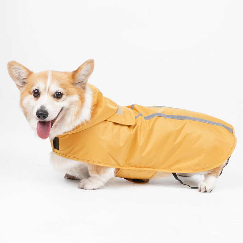 Waterproof reflective dog raincoat can pull pets when going out Outdoor products Small and medium pet rainy clothes