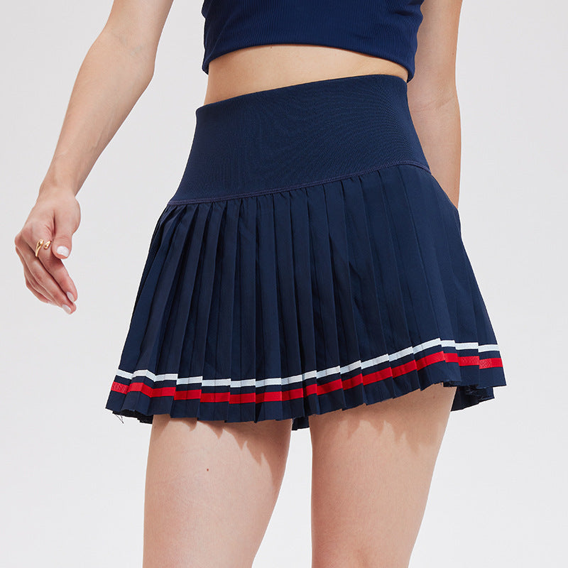 Cross-border new shockproof gathering sports underwear integrated contrasting color fitness bra breathable nude tennis suit set