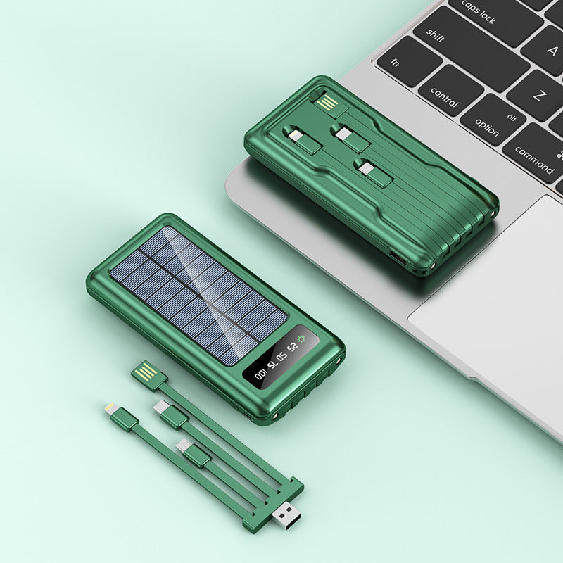 Cross-border, new outdoor solar energy with its own cable, mobile phone universal power bank 20000mAh portable mobile power supply