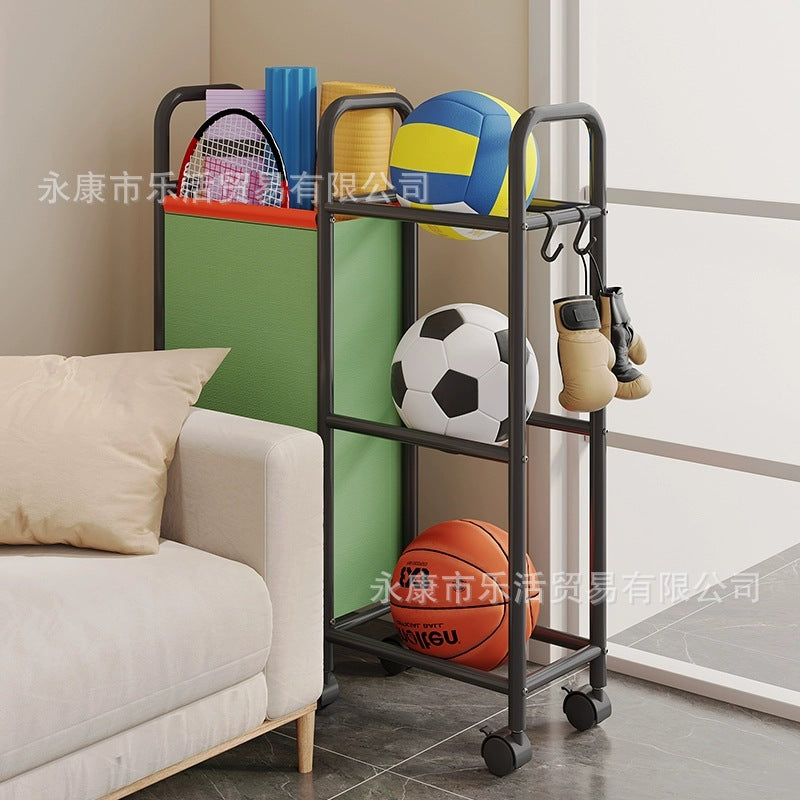 Ball storage basket household trolley badminton yoga mat crack storage rack fitness sports equipment rack