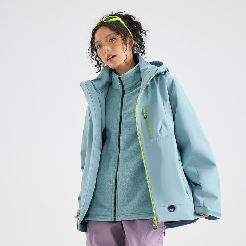 Couple soft shell three-in-one jacket men and women outdoor sports hiking cycling windproof waterproof mountaineering warm jacket