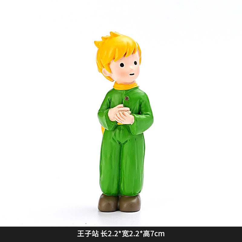 Creative and cute handmade ornaments Car desktop Home decoration Resin handicrafts Prince take flower small ornaments