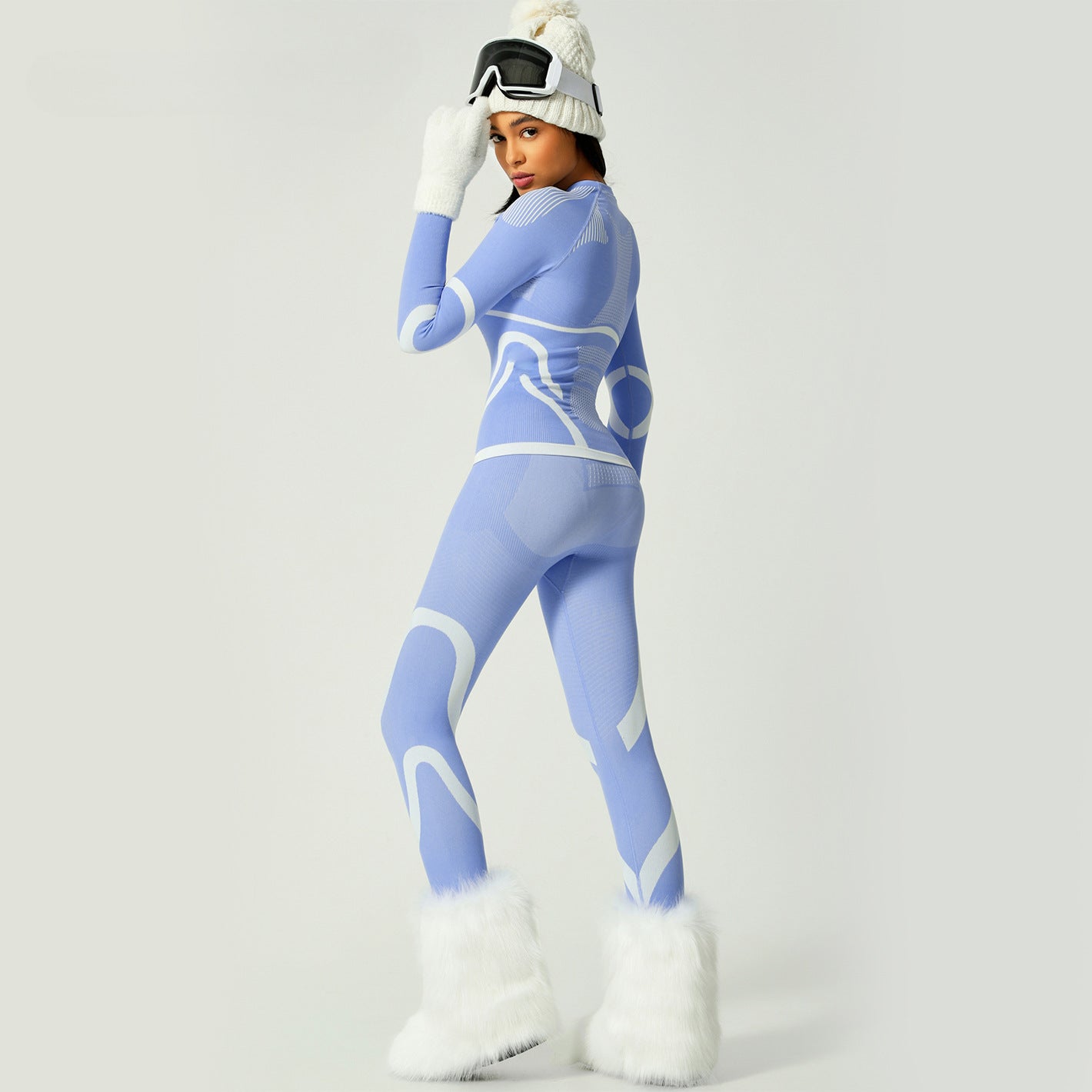 Amazon ski quick-drying clothes autumn and winter tight-fitting warm ski underwear set sports outdoor fitness ski suit women