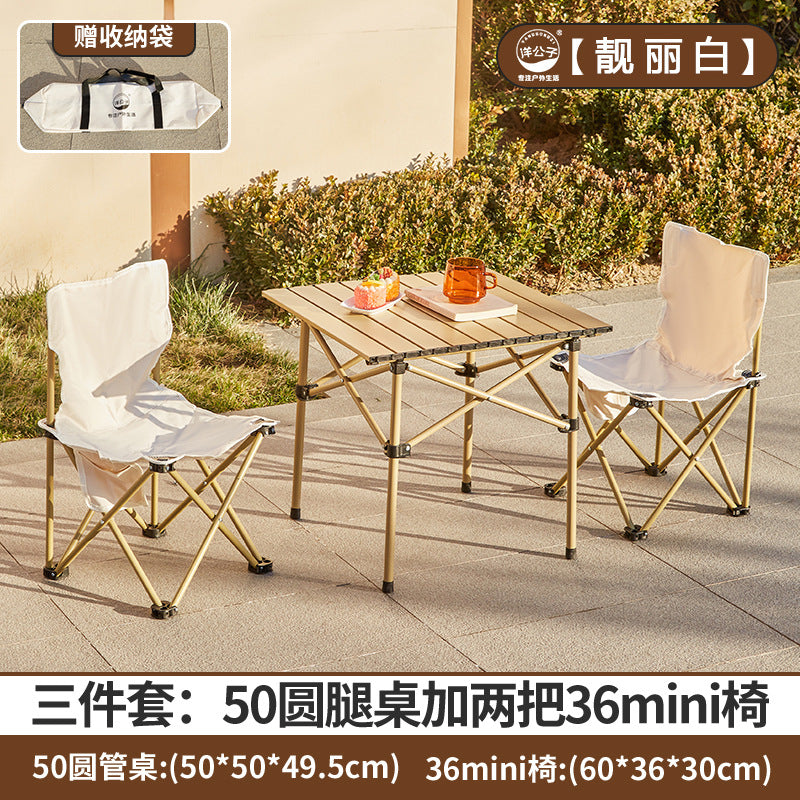 Young Master Yang Outdoor Camping Set Folding Table and Chair Combination Moon Chair Egg Roll Table One Piece Hair Factory Camping