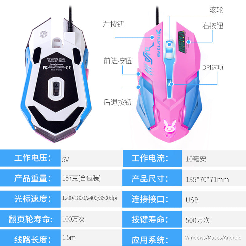 Mouse Computer Peripheral Accessories LOL Gaming PUBG Mouse Mouse Gaming Accessories