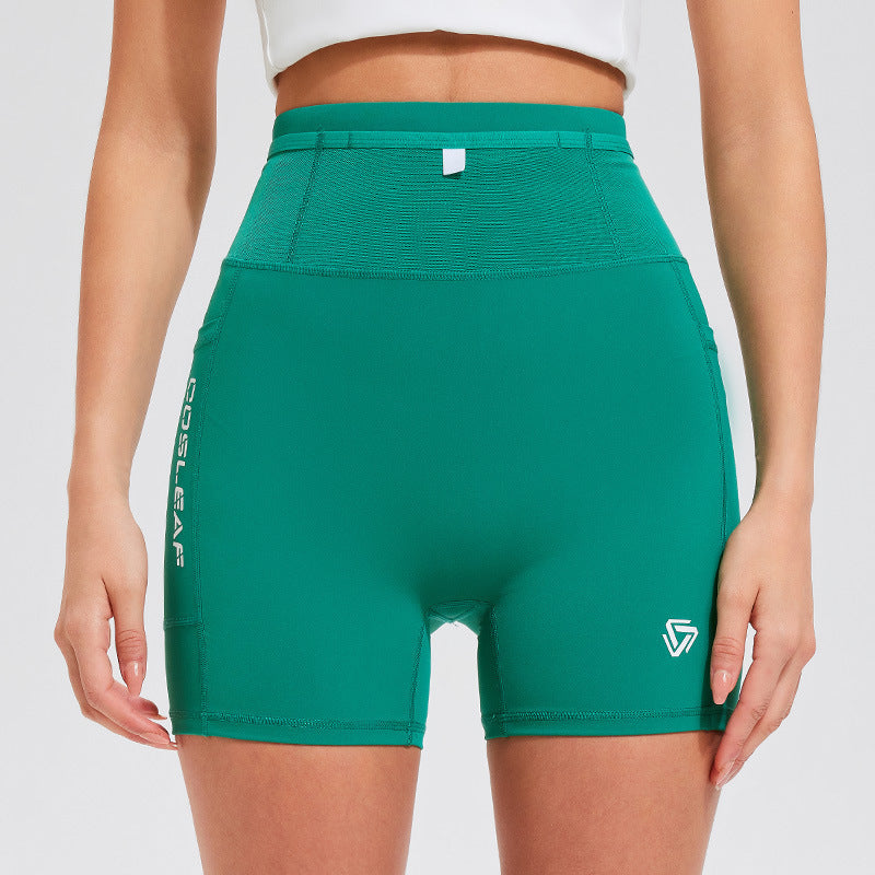 Men's and women's same full-circumference pocket drawstring compression five-point pants sports fitness pants outdoor running marathon three-point pants