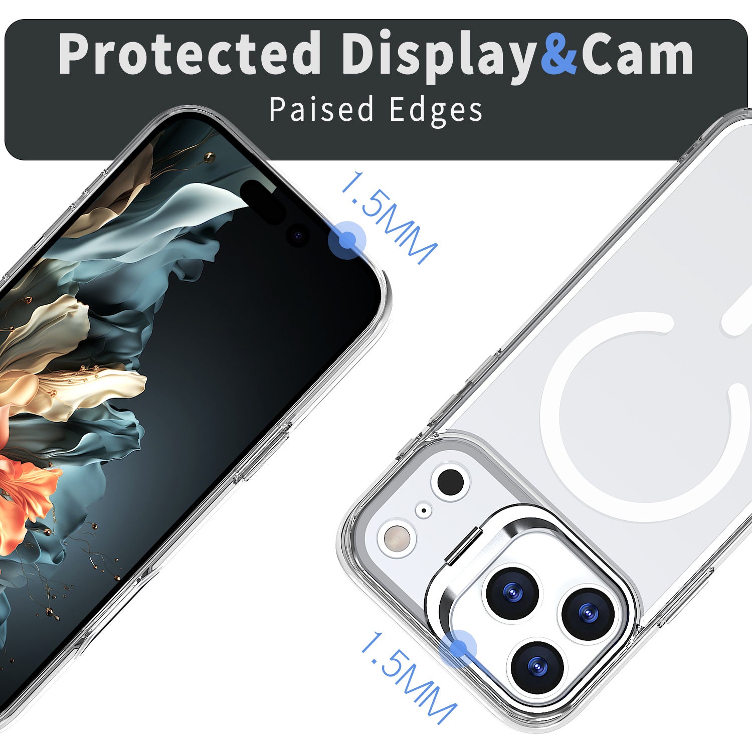 Applicable to Apple 17promax mobile phone case magsafe magnetic lens holder Apple 16pro transparent skin feel 15