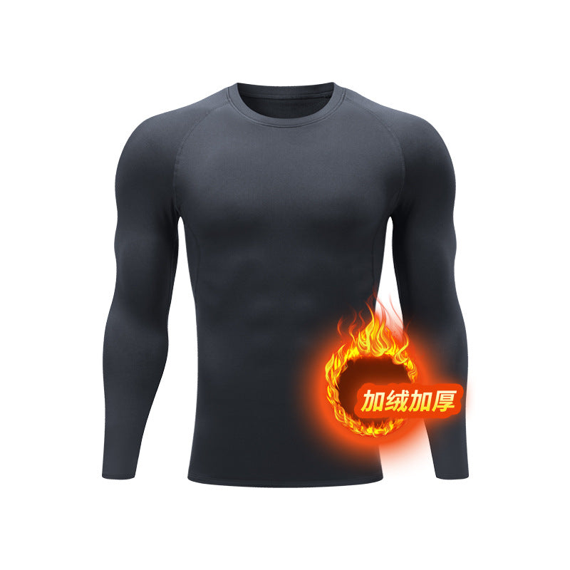 Warm men's suit tight-fitting velvet warm long johns outdoor running sports quick-drying fitness clothes autumn and winter