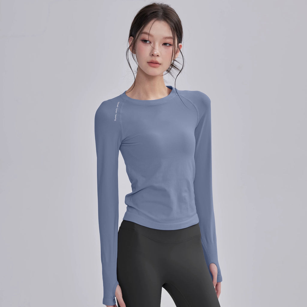 Autumn and winter fitness clothes women's long-sleeved high-elastic tight training outdoor sports tops women's quick-drying running yoga clothes