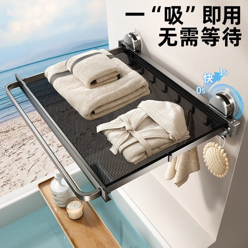 Bathroom Suction Cup Telescopic Bath Towel Rack Towel Rack Toilet Clothes Artifact Toilet No Punching Towel Rack