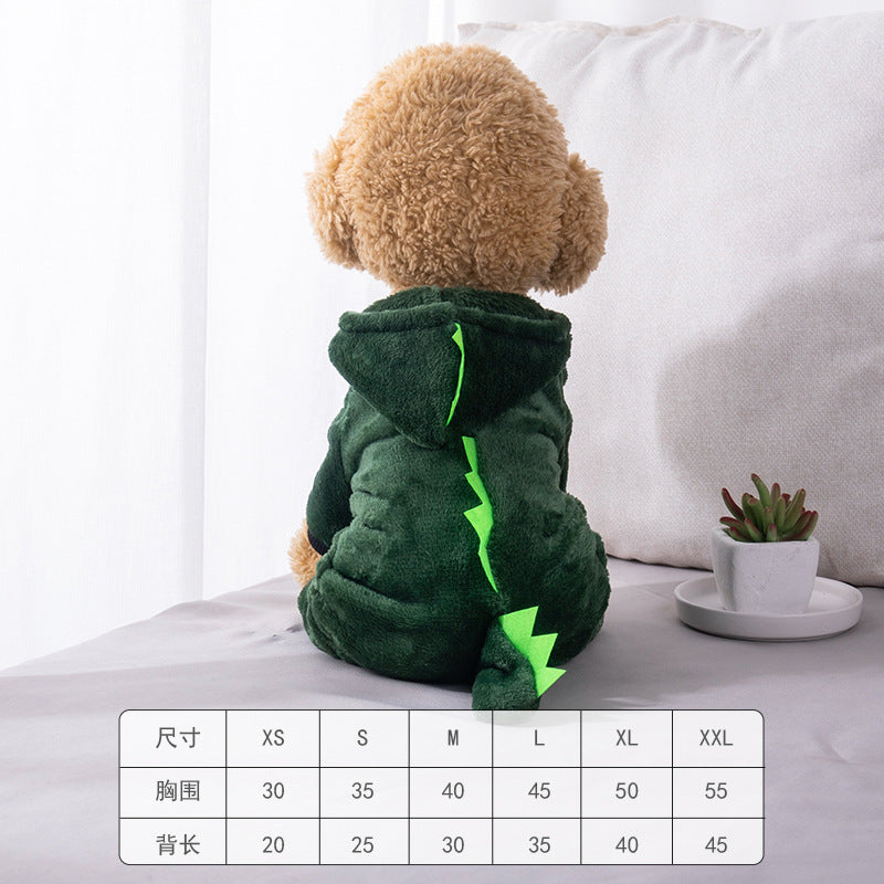 Pet clothes transformation clothes coral fleece autumn and winter dinosaur four-legged dog winter clothes cat pet clothing wholesale