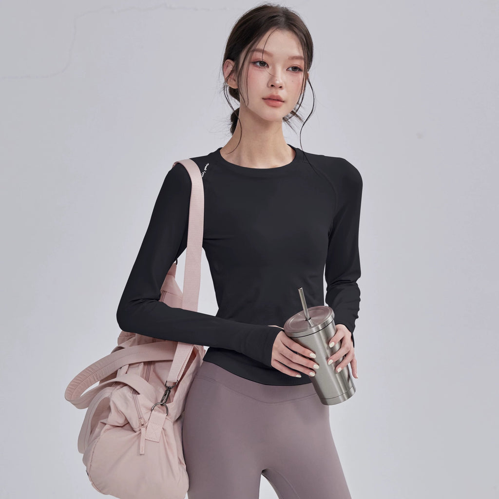Autumn and winter fitness clothes women's long-sleeved high-elastic tight training outdoor sports tops women's quick-drying running yoga clothes
