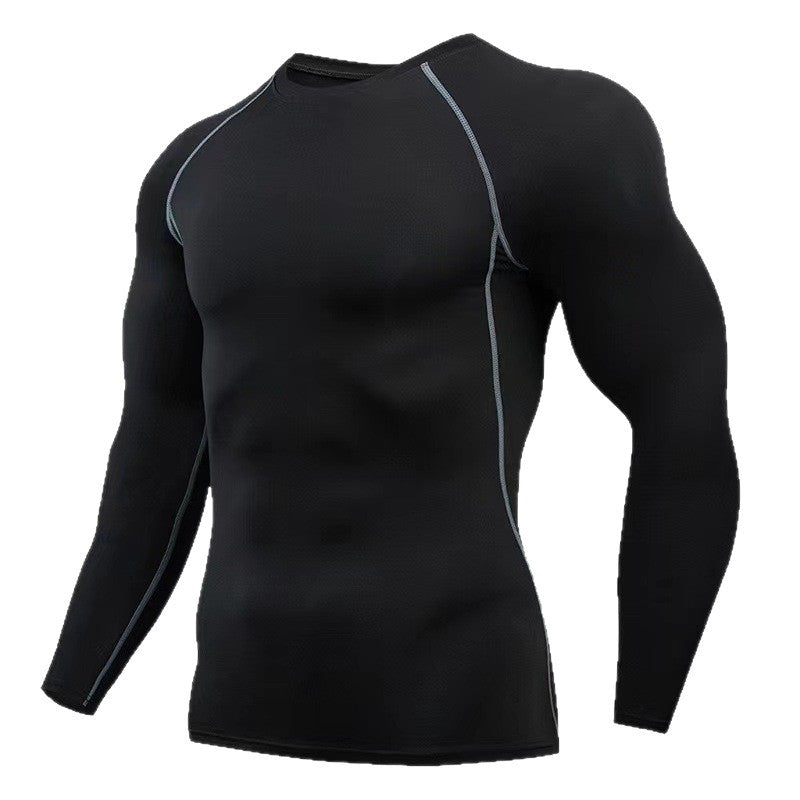 Cross-border men's quick-drying fitness clothes, long-sleeved outdoor running sports suits, tights, training bottoms, sportswear