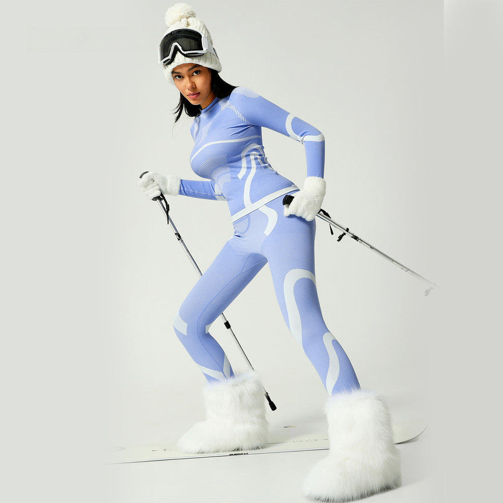 Amazon ski quick-drying clothes autumn and winter tight-fitting warm ski underwear set sports outdoor fitness ski suit women
