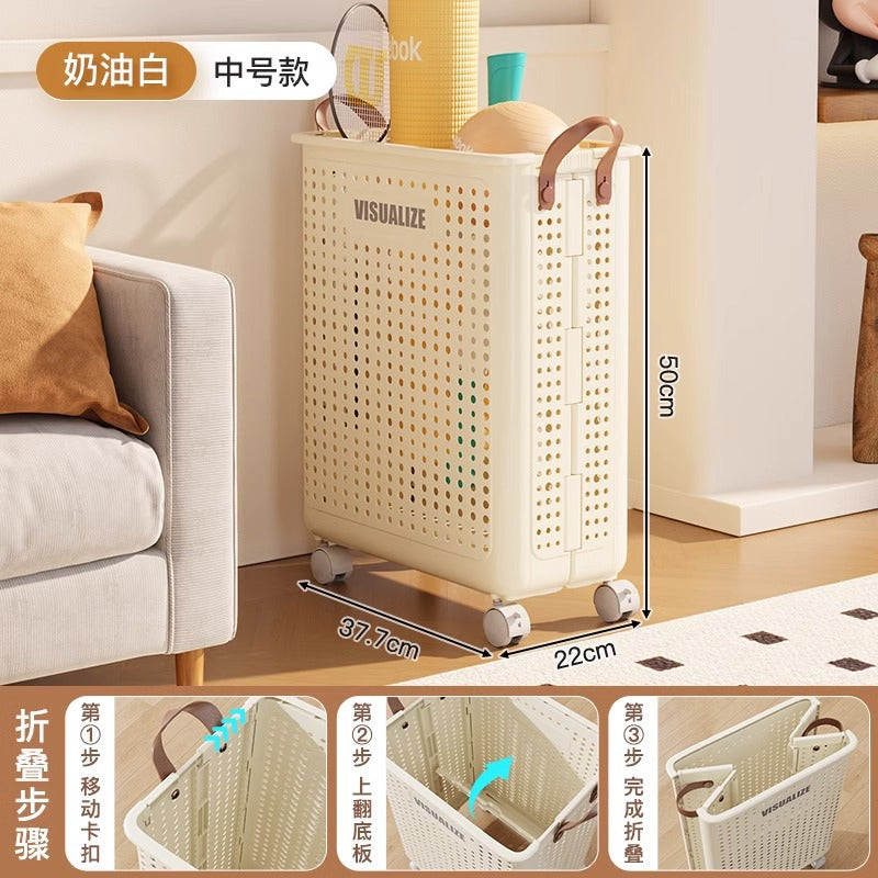 Yoga mat storage basket with wheels Home sports tools Organizing artifact Badminton storage Fitness equipment rack