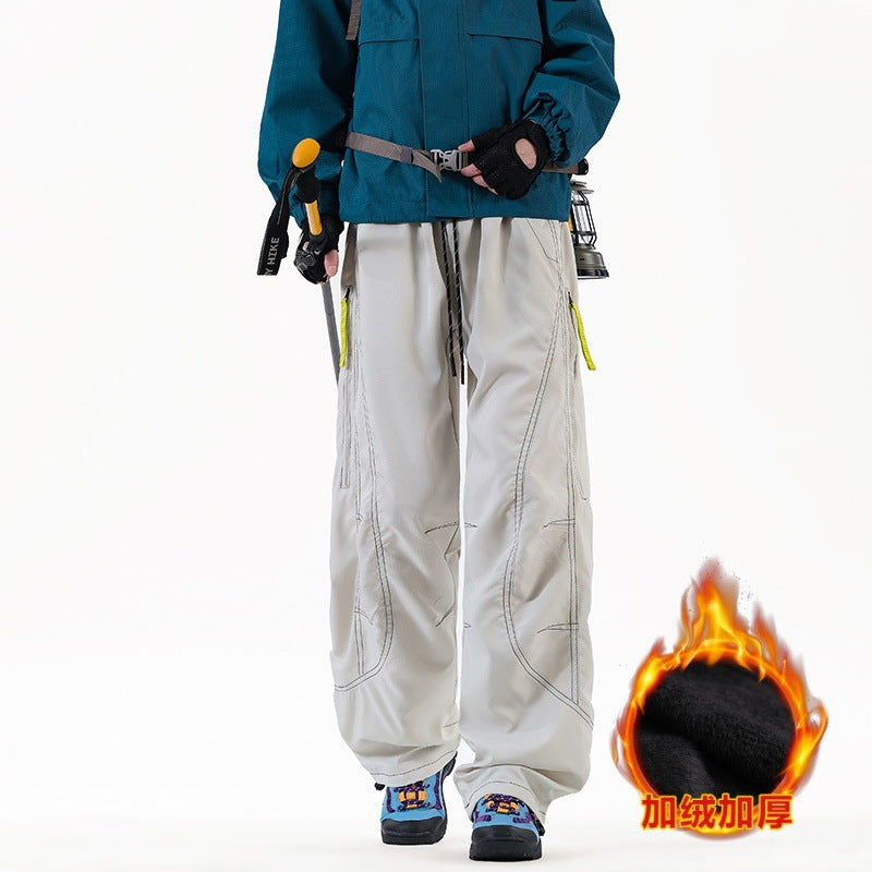 Three-proof outdoor shock pants quick-drying sports American overalls velvet thermal casual pants men's and women's camping hiking pants