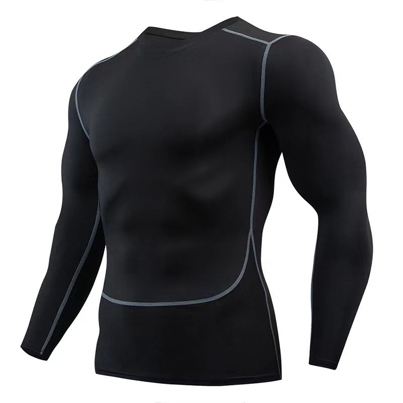 Cross-border men's quick-drying fitness clothes, long-sleeved outdoor running sports suits, tights, training bottoms, sportswear