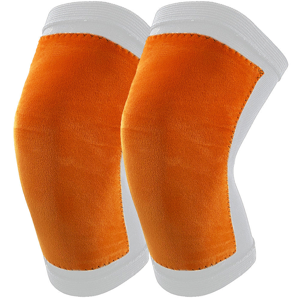 Knitted nylon warm knee pads autumn and winter sports cold protection leg pads gold fleece lined with fleece spring support anti-sprains