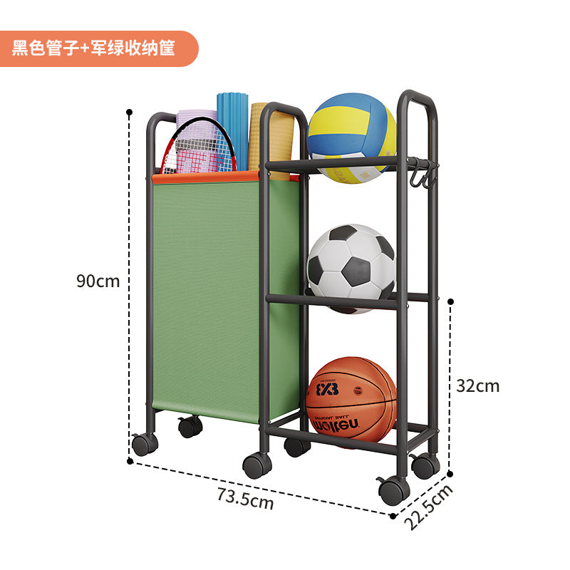 Ball storage basket household trolley badminton yoga mat crack storage rack fitness sports equipment rack