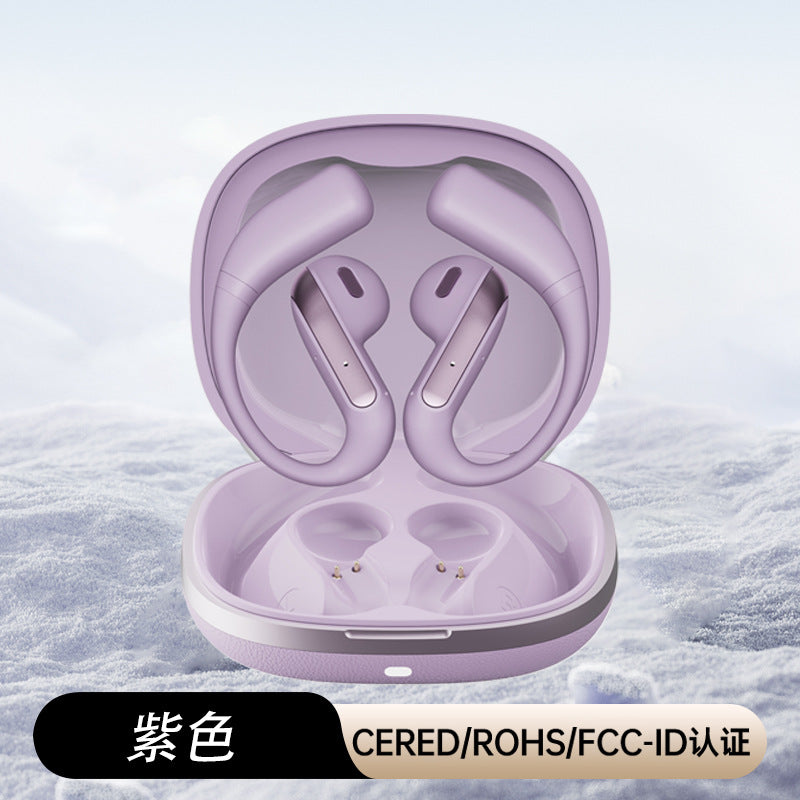 New AI smart bluetooth headset half-in-ear open hanging ear YJ-55 sports simultaneous translation imitation leather texture