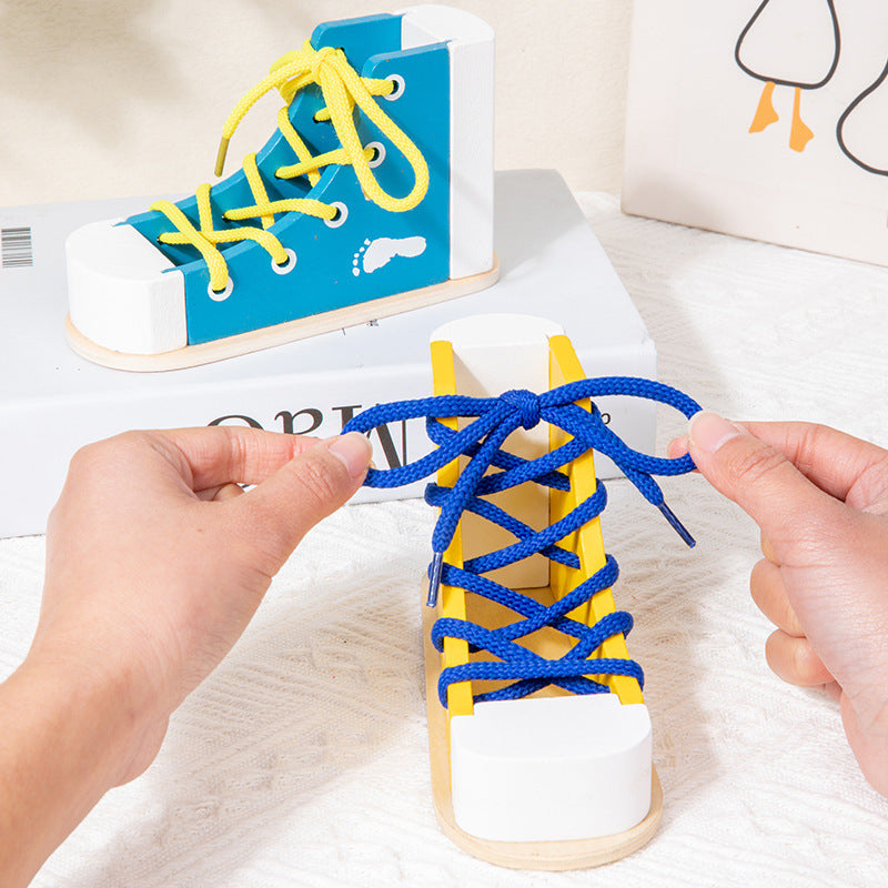 Children's shoelaces toy teaching aids learn to tie and practice wearing shoelaces baby Montessori kindergarten area early education toys