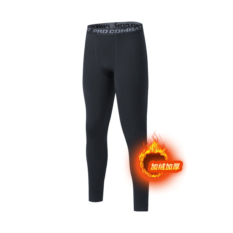 Warm men's suit tight-fitting velvet warm long johns outdoor running sports quick-drying fitness clothes autumn and winter