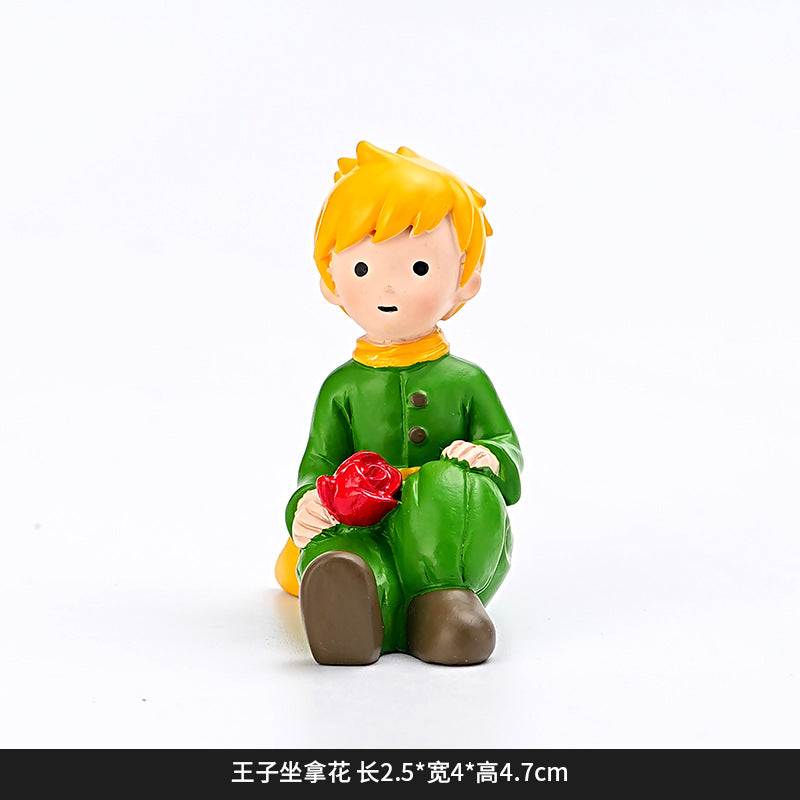 Creative and cute handmade ornaments Car desktop Home decoration Resin handicrafts Prince take flower small ornaments