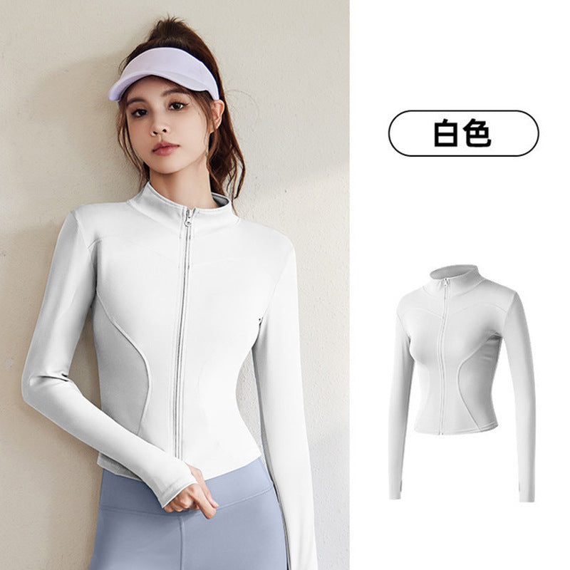 Juyitang Spring and Autumn Sports Jacket Women's Long Sleeve Tights Running Fitness Yoga Clothing Top Jacket