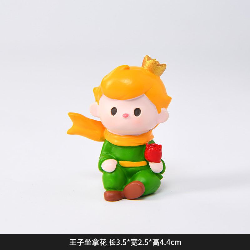 Creative and cute handmade ornaments Car desktop Home decoration Resin handicrafts Prince take flower small ornaments