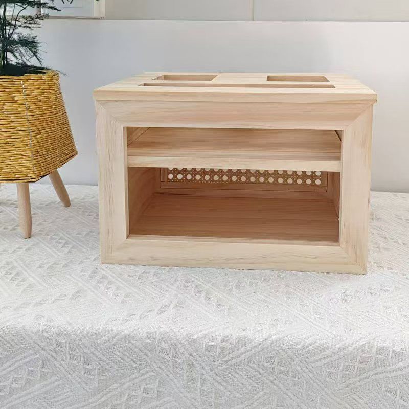 Solid wood rattan retro home practical router set-top box socket rack cover dust storage box