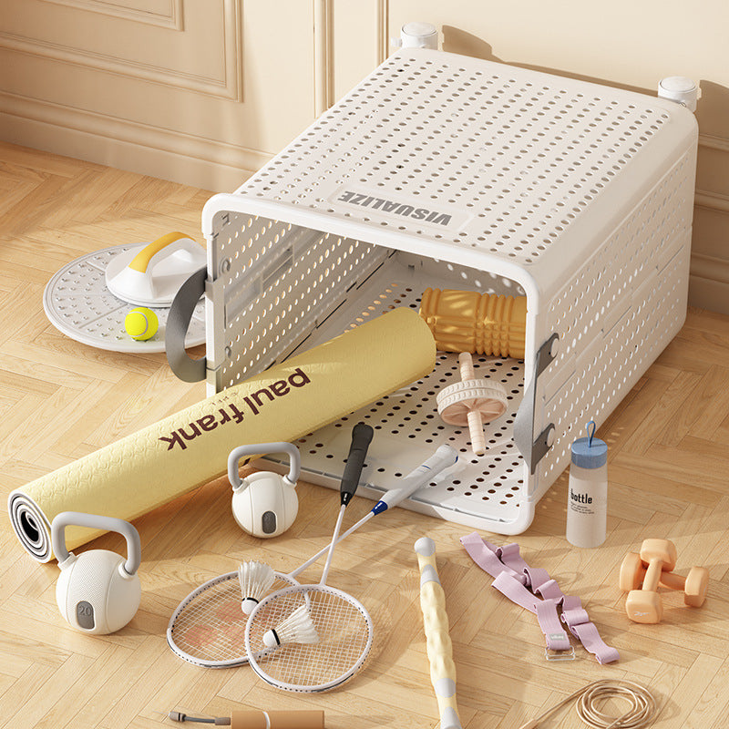 Yoga mat storage basket with wheels Home sports tools Organizing artifact Badminton storage Fitness equipment rack