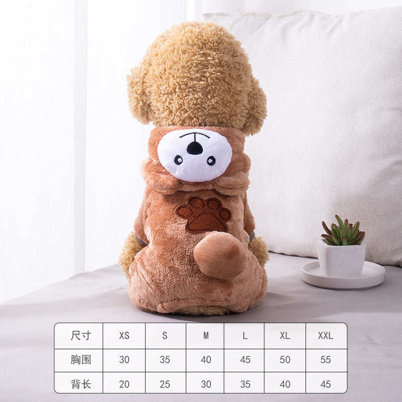 Pet clothes transformation clothes coral fleece autumn and winter dinosaur four-legged dog winter clothes cat pet clothing wholesale