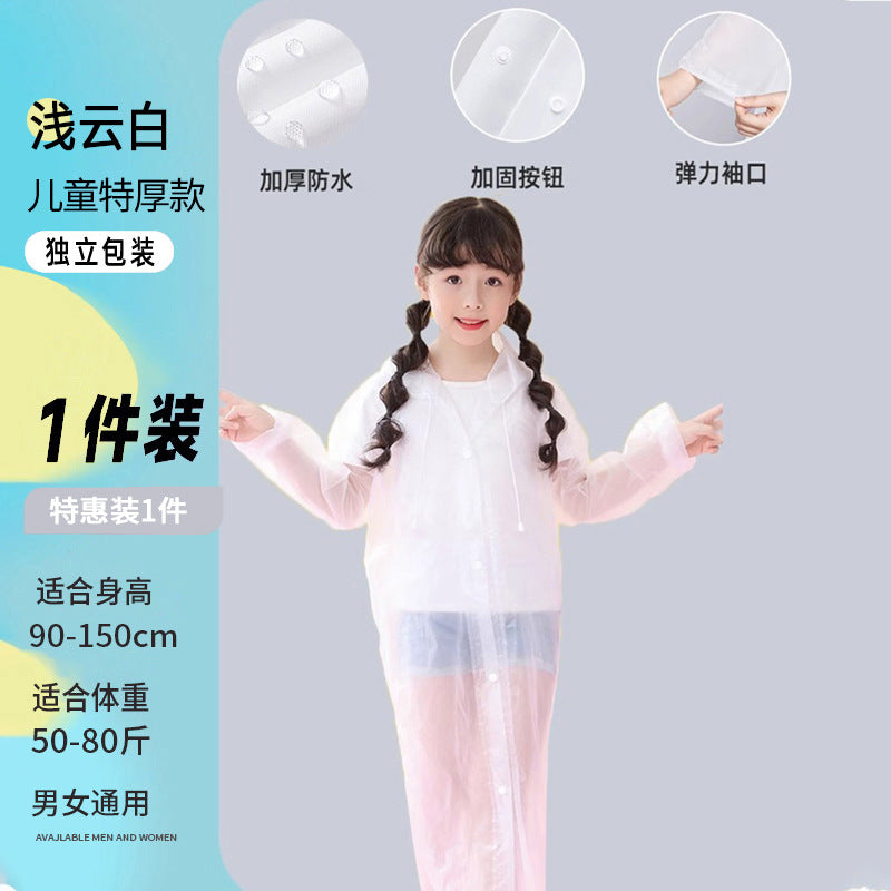 Disposable raincoat Adult children Outdoor travel Mountaineering hiking Thickened long full body rainstorm proof portable poncho