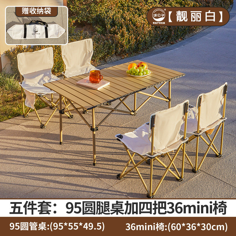Young Master Yang Outdoor Camping Set Folding Table and Chair Combination Moon Chair Egg Roll Table One Piece Hair Factory Camping