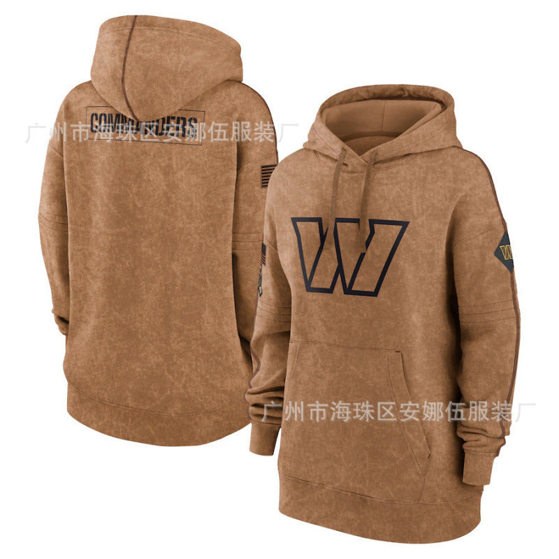 2023 new rugby women's hoodie jersey army green tribute sweater hot-pressed velvet rugby jersey