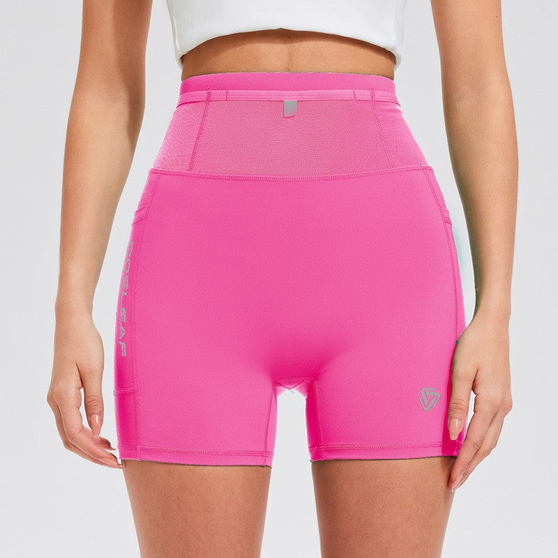 Men's and women's same full-circumference pocket drawstring compression five-point pants sports fitness pants outdoor running marathon three-point pants