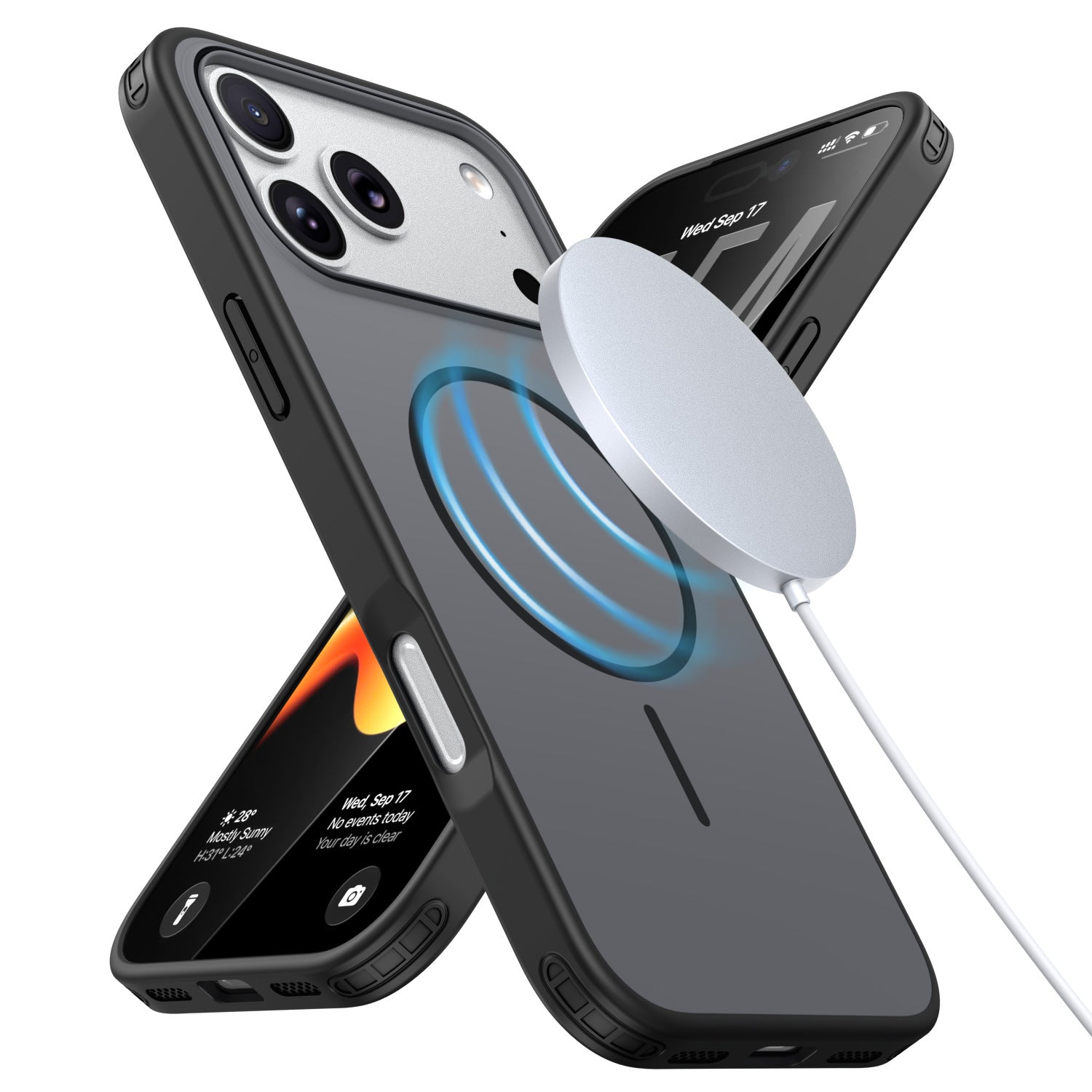 Simple model, suitable for iPhone17Pro magnetic mobile phone case, contrasting color and skin feeling, Apple Air four corners anti-drop protective case.