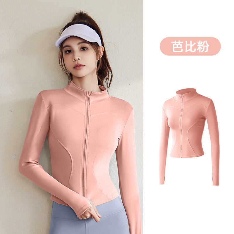 Juyitang Spring and Autumn Sports Jacket Women's Long Sleeve Tights Running Fitness Yoga Clothing Top Jacket