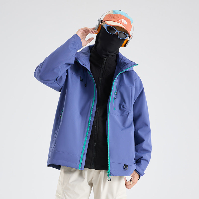 Couple soft shell three-in-one jacket men and women outdoor sports hiking cycling windproof waterproof mountaineering warm jacket