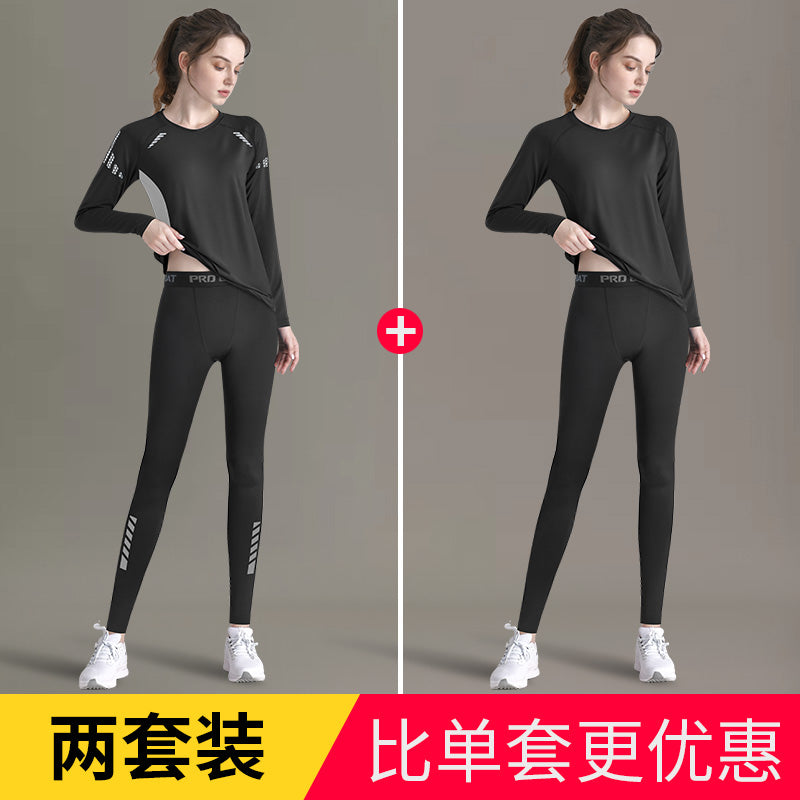 Quick-drying clothes women's yoga suit winter running sports long sleeves autumn and winter outdoor mountaineering morning running gym top