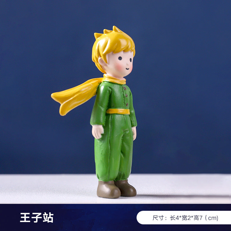 Creative and cute handmade ornaments Car desktop Home decoration Resin handicrafts Prince take flower small ornaments