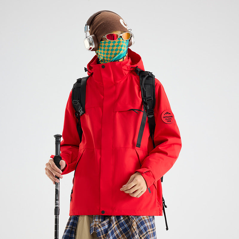 OOTD outdoor Luo Tuo, the same jacket, women's mountaineering suit, fleece liner, windproof and waterproof three-in-one jacket customization